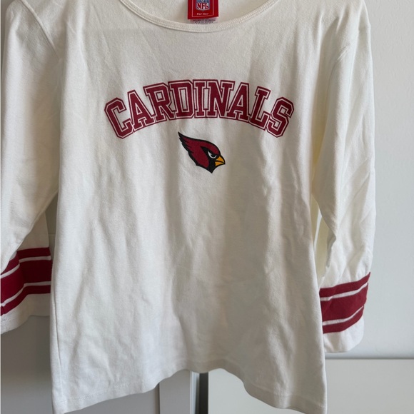 NFL Tops - NFL Cardinals ladies  Long Sleeve Tee in White and Red